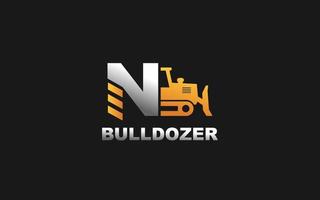 n logo bulldozer para empresa constructora. ilustración de vector de plantilla de equipo pesado para su marca.