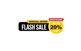 20 Percent FLASH SALE offer, clearance, promotion banner layout with sticker style. vector