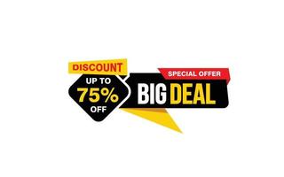 75 Percent discount offer, clearance, promotion banner layout with sticker style. vector