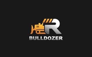 r logo bulldozer para empresa constructora. ilustración de vector de plantilla de equipo pesado para su marca.