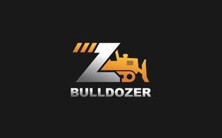 z logo bulldozer para empresa constructora. ilustración de vector de plantilla de equipo pesado para su marca.