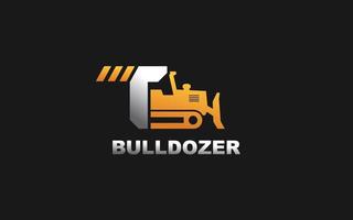 t logo bulldozer para empresa constructora. ilustración de vector de plantilla de equipo pesado para su marca.