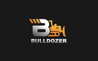 bulldozer con logo b para empresa constructora. ilustración de vector de plantilla de equipo pesado para su marca.