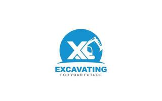 X logo excavator for construction company. Heavy equipment template vector illustration for your brand.