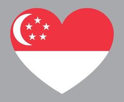 ilustración plana en forma de corazón de la bandera de singapur vector