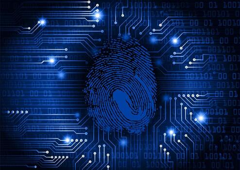 Modern Cybersecurity Technology Background with finger print vector