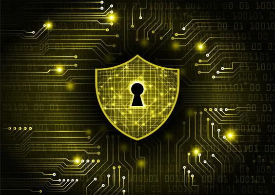Modern Cybersecurity Technology Background with shield and lock