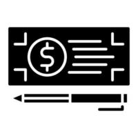 icono de pago con cheque bancario, adecuado para una amplia gama de proyectos creativos digitales. feliz creando. vector