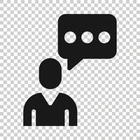 People with speech bubble icon in flat style. Chat vector illustration on white isolated background. Speaker dialog business concept.