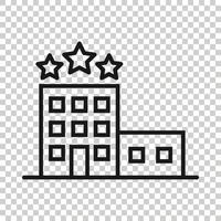 icono de edificio de hotel en estilo plano. ciudad rascacielos apartamento vector ilustración sobre fondo blanco aislado. concepto de negocio de la torre de la ciudad.