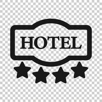 icono de signo de hotel 4 estrellas en estilo plano. posada ilustración vectorial sobre fondo blanco aislado. concepto de negocio de información de habitación de albergue. vector