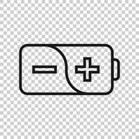 Battery charge icon in flat style. Power level vector illustration on white isolated background. Lithium accumulator business concept.