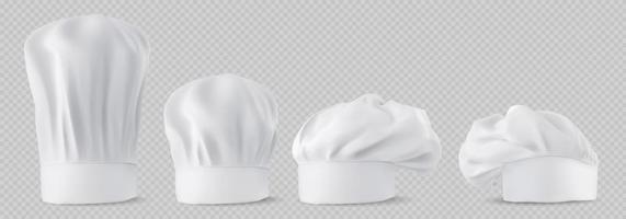 conjunto de maquetas de sombreros de chef, gorros de cocinero y toques de panadero vector