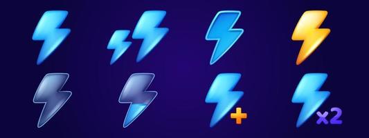 Set of lightnings game score or level elements vector