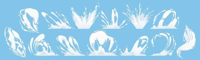 Cartoon set of milk or paint splash on background vector