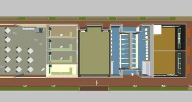 Ilustración 3D del proyecto de construcción vector