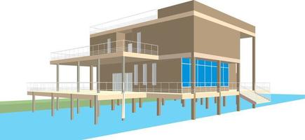 3D illustration of building project vector