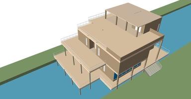 3D illustration of building project vector