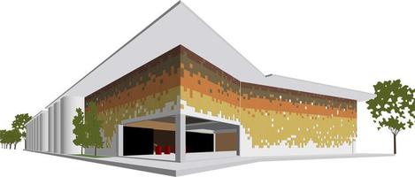 3D illustration of building project vector