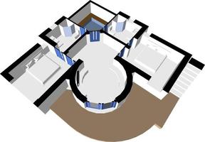 3D illustration of building project vector