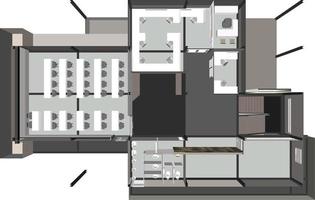 Ilustración 3D del proyecto de construcción vector