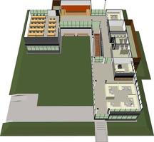 3D illustration of building project vector