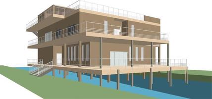 3D illustration of building project vector