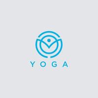 Abstract yoga human linear logo. Thread person flower balance logotype. Creative spa, guru vector mark.