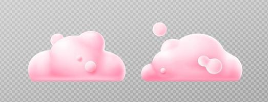 3d render pink clouds, fluffy spindrift eddies vector