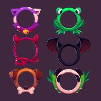 Game avatar frames with different animals vector