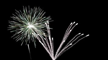 Abstract Multicolored Realistic Fireworks On Black Background, Firework At Nigh In The Sky Celebration Background, , New Year's Eve Fireworks On Black Background, Bright Fireworks In The Sky video