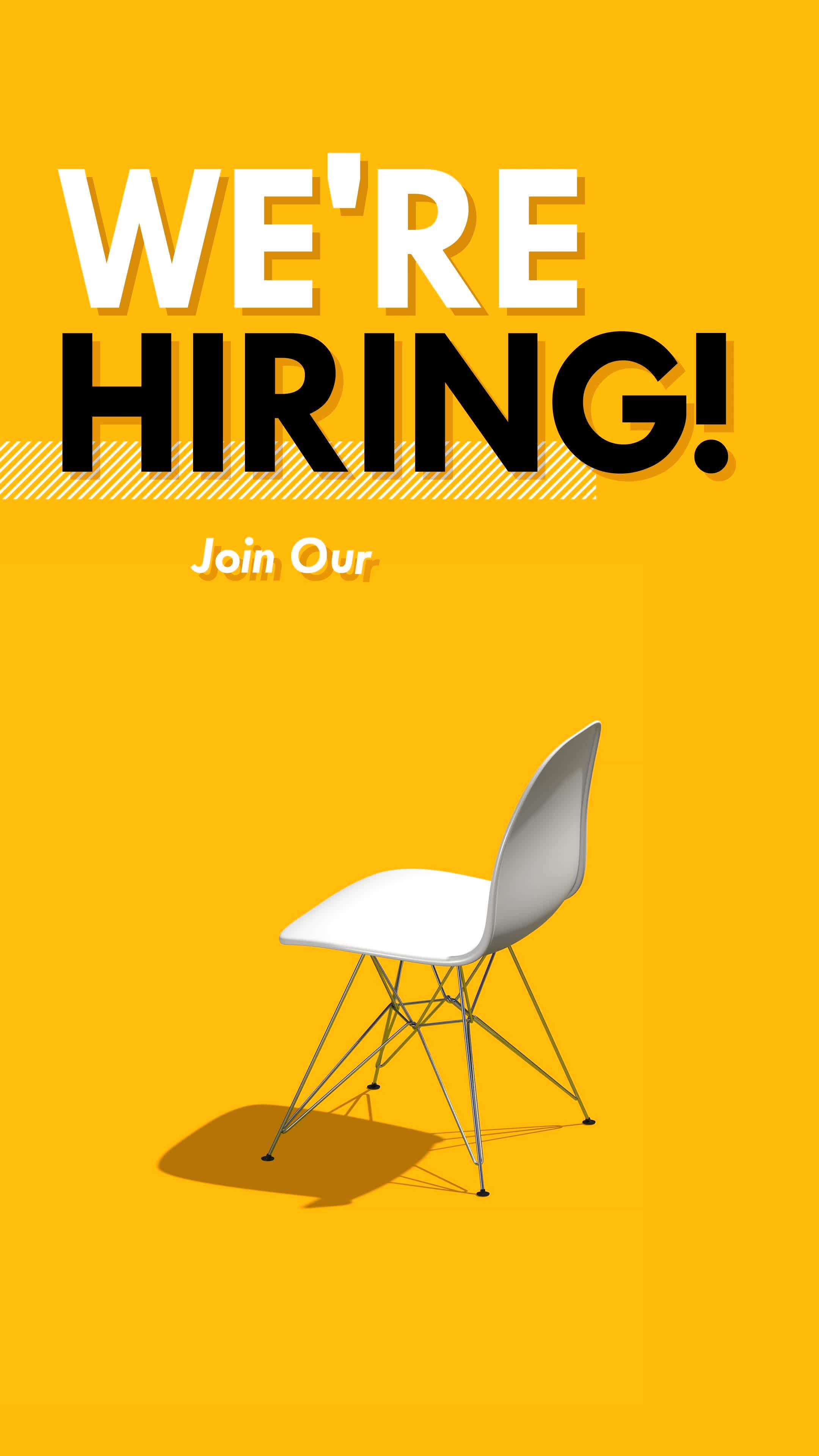 We Are Hiring Join Our Team Adds with Rotating Chair, 3D Rendering 