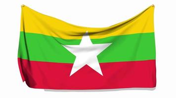 Myanmar vlag golvend en vastgemaakt Aan muur, 3d weergave, chroma sleutel, luma matte selectie video