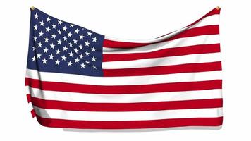 The United States of America Flag Waving and Pinned on Wall, 3D Rendering, Chroma Key, Luma Matte video