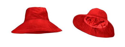 red bucket hat isolated on white background photo