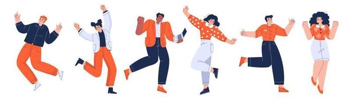 Happy young people, workers dance and joy vector