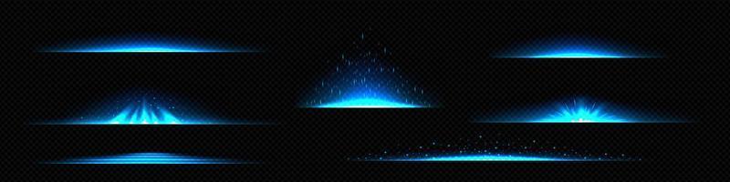 Light dividers, blue glow effect lines with sparks vector