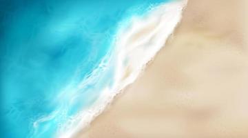 Top view of sea wave with foam splashing on beach vector