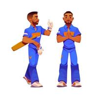 Indian cricket player with thumb up and namaste vector