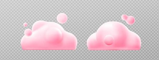 3d render pink clouds, fluffy spindrift eddies vector