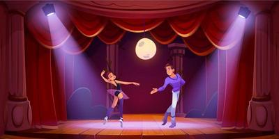 Theater stage with ballet dancers couple vector