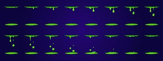 Liquid slime, green poison animation, dripping goo vector