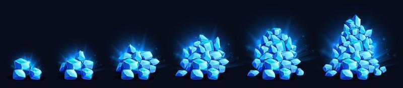 Gemstone crystals growing pile game assets set vector