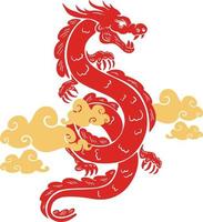Red chinese dragon illustration vector