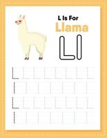 Alphabet tracing worksheet with letter L and l vector