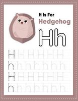 Alphabet tracing worksheet with letter H and h vector