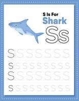 Alphabet tracing worksheet with letter S and s vector