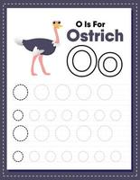 Alphabet tracing worksheet with letter O and o vector