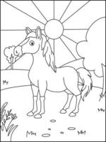 Horse Coloring Pages For Kids - Coloring Boook vector