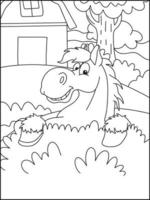 caballo para colorear para niños - libro para colorear vector